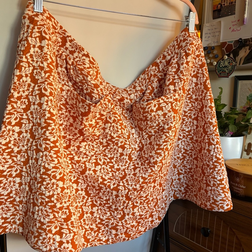 Modcloth Orange and White Floral Mini Skirt
